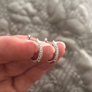 Brand New 14k White Gold Diamond Huggies/Earrings